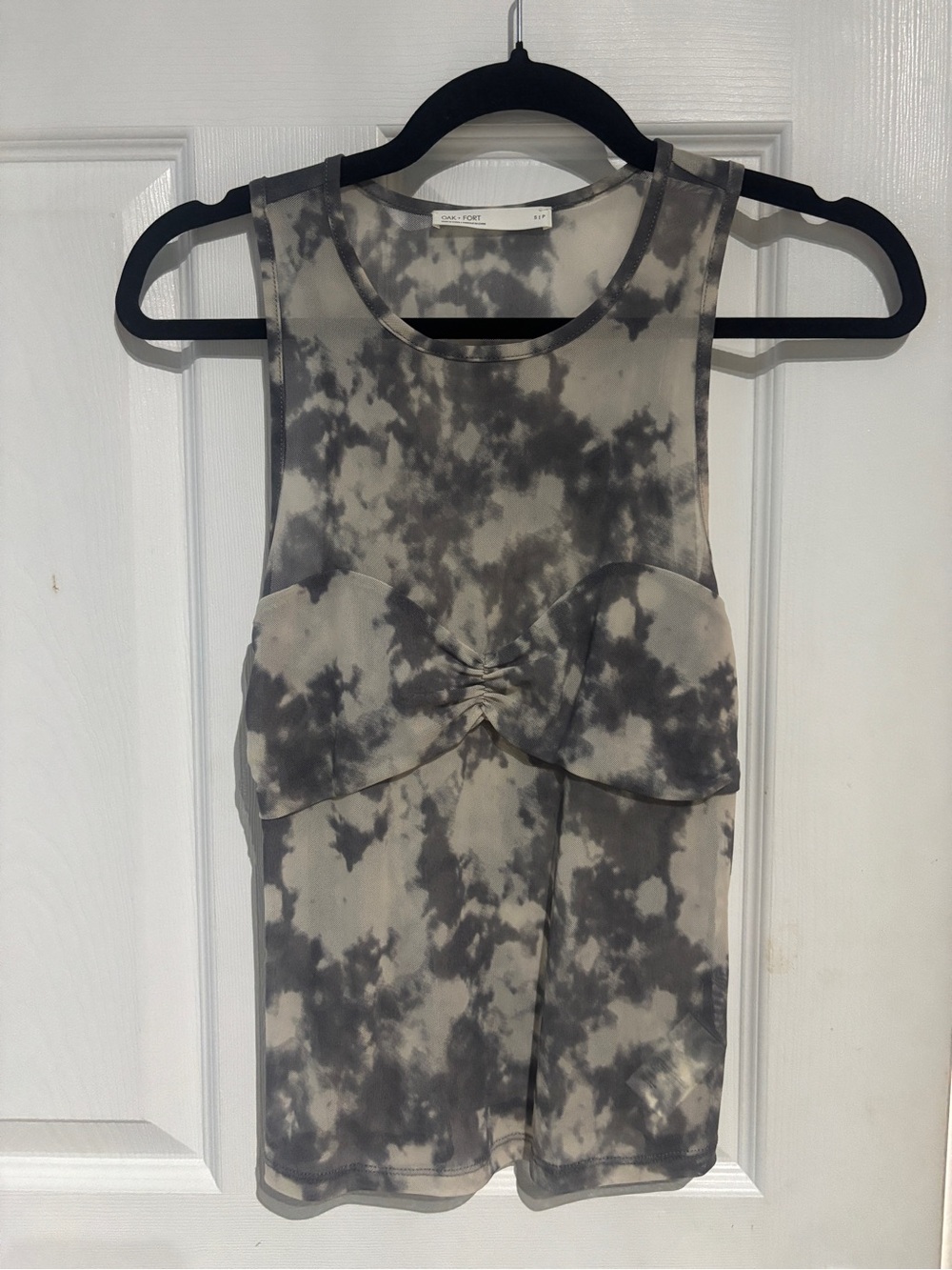 Tie-Dye Mesh Crop Tank Top - Gray